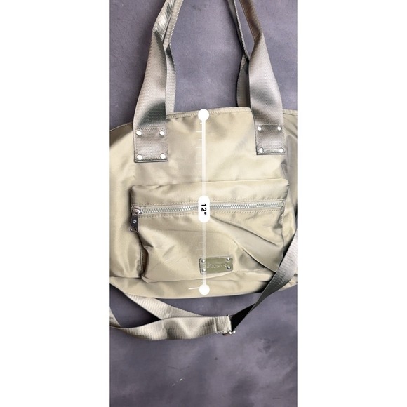 BEARPAW Nylon Puffer Tote Bag Olive Green Quilted Crossbody Work Travel